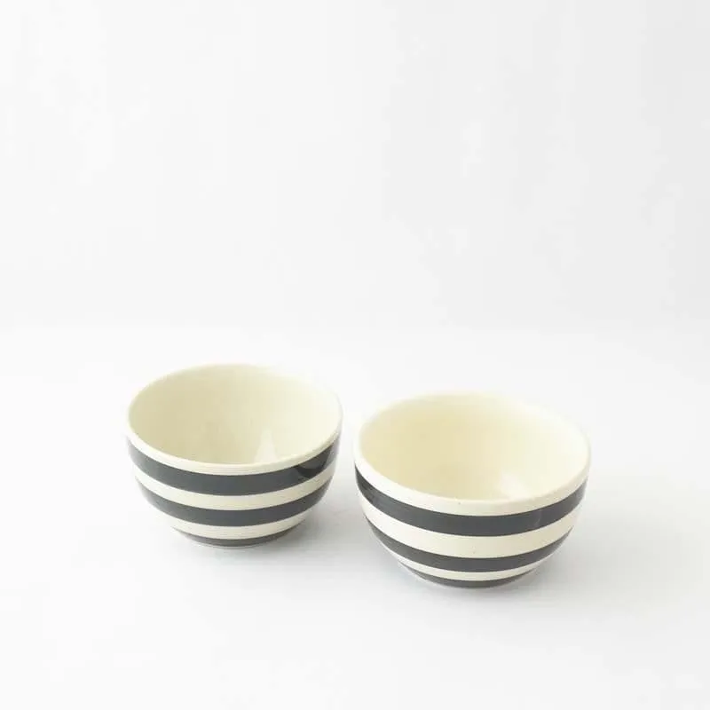 Navy Stripes Ceramic Bowl - Set Of Two media 5