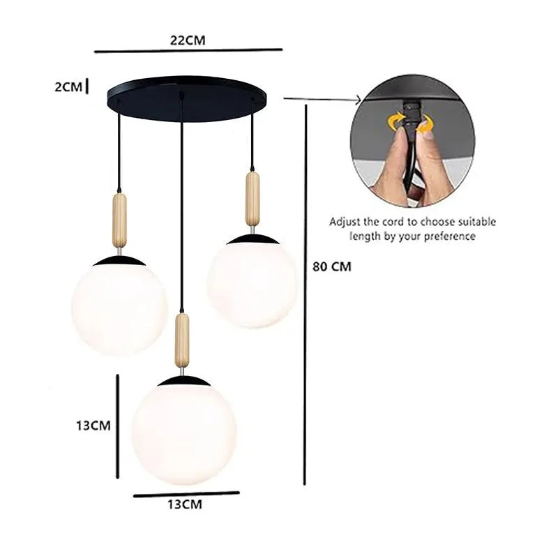 Cluster ceiling lamp on a white background with dimension arrows and canopy detail