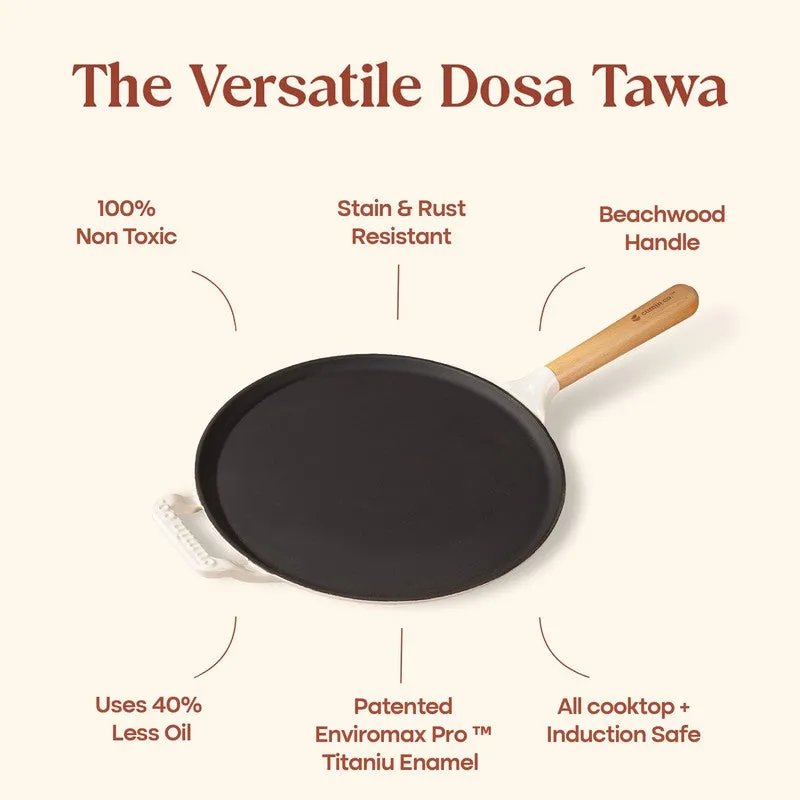 Cumin Co Enamel Cast Iron Dosa Tawa (White,Black) - 28 cm media 4