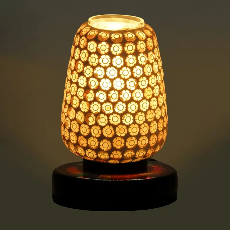 Flamevia Glass Table Lamp With Wooden Base - Multicolor media 3