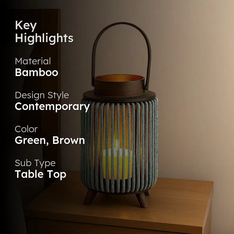 ThreadLuxe Bamboo Tea Light Candle Holder - Green media 2