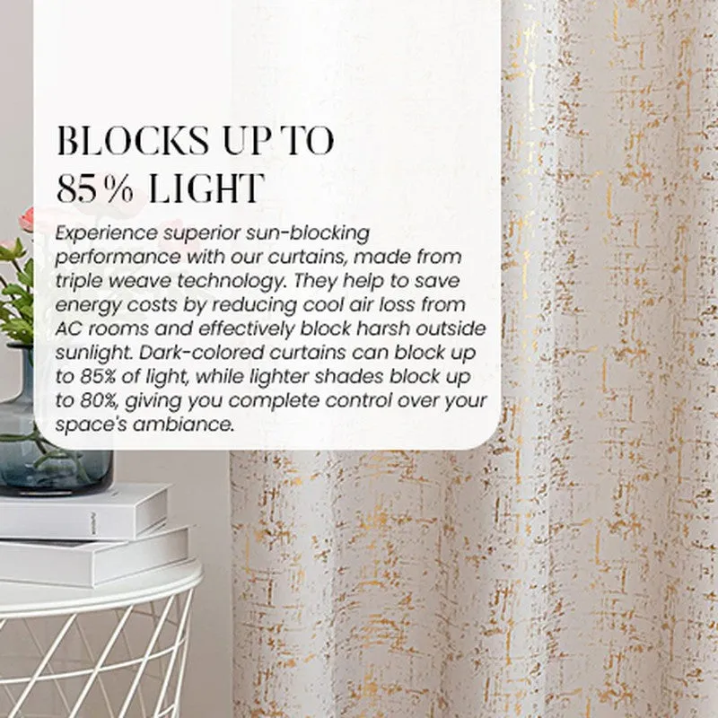 Urban Space Shadix Gold Foil Print Blackout Curtain - Beige media 10