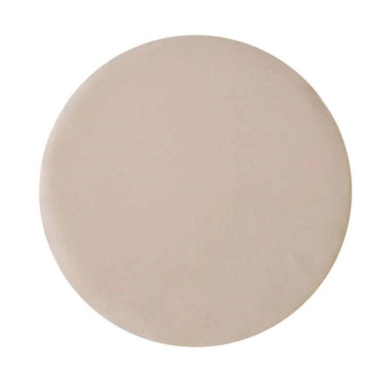 Classic Solid Velvet Ottoman - Beige - 5