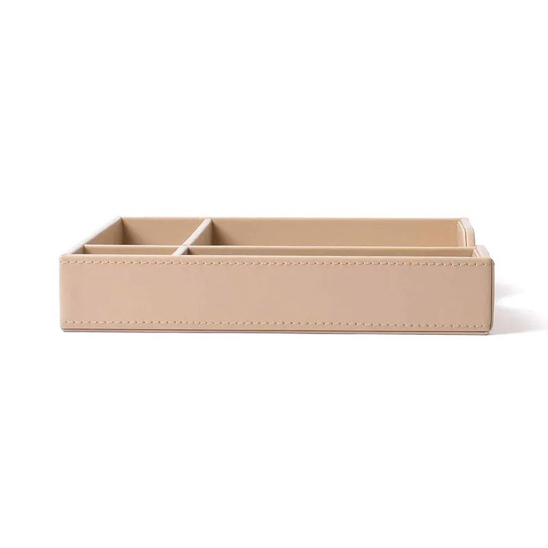 Veltrix Cube Faux Leather Desk Organiser - Beige media 5