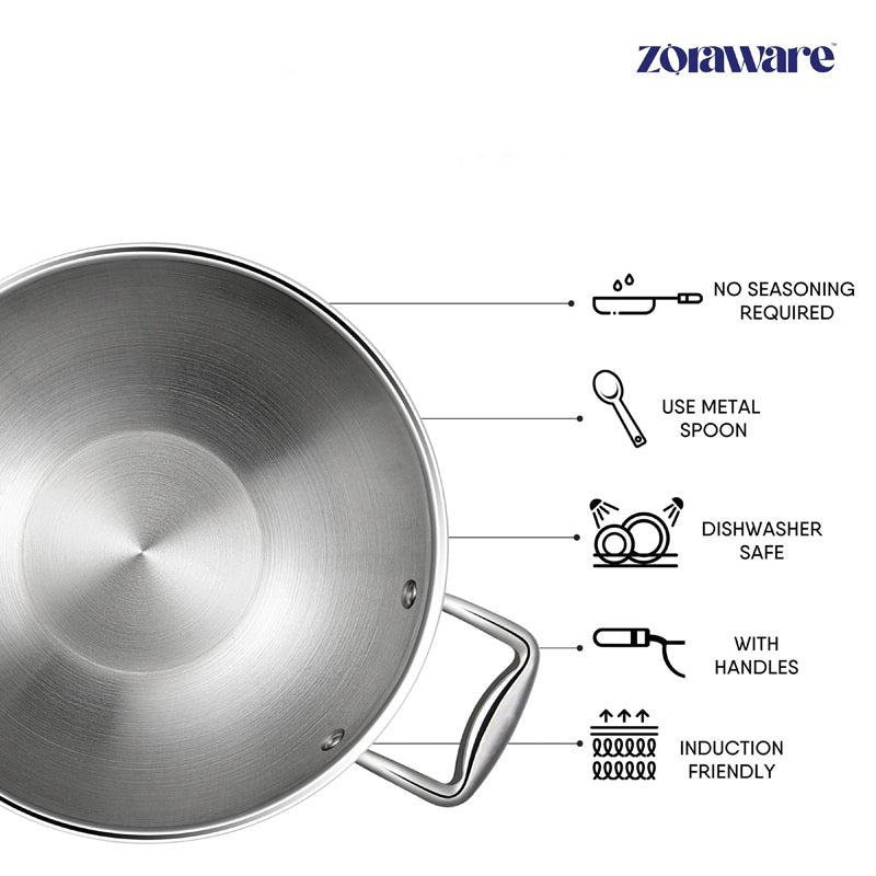 Zoraware Induction Safe Triply Kadhai With Lid - 4700 mL/28 CM media 5