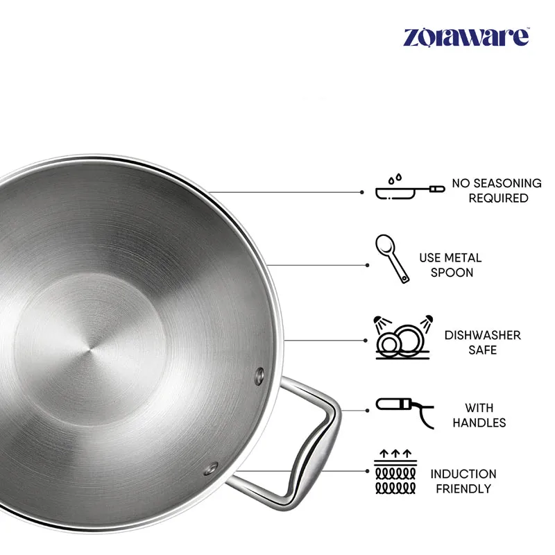 Zoraware Induction Safe Triply Kadhai With Lid - 4700 mL/28 CM media 5