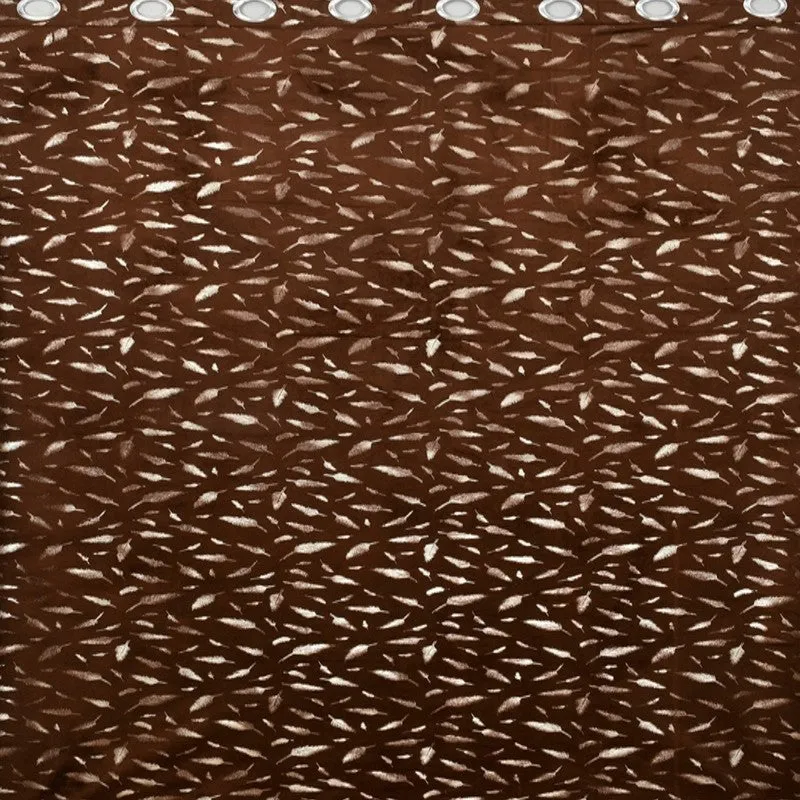 Glow Mist Printed Velvet Curtain - Brown,Gold media 4