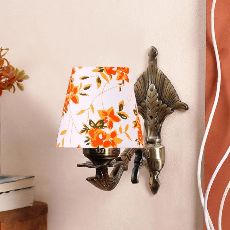 Magda Masique Ibis Flora Conical Fabric & Metal Wall Lamp - Multicolor media 3
