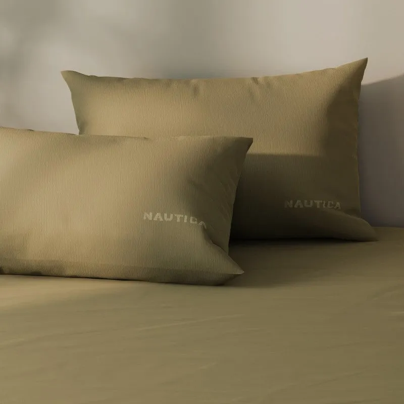 Nautica Cove Accent Solid Cotton Bedsheet (Mocha) - 300 TC media 6