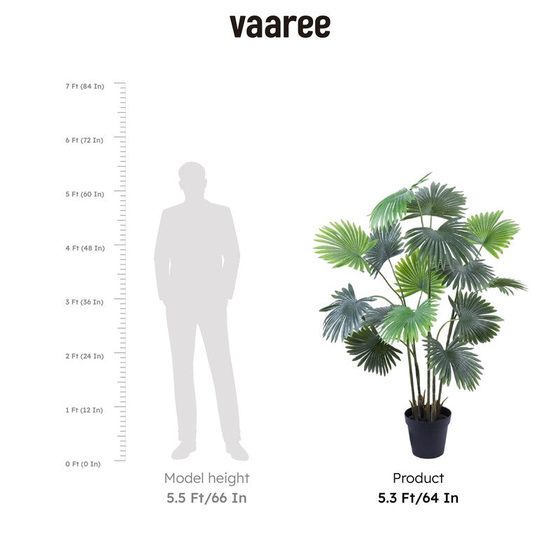 Faux Realistic Areca Plant With Black Plastic  Pot - 5.2 Feet media 9