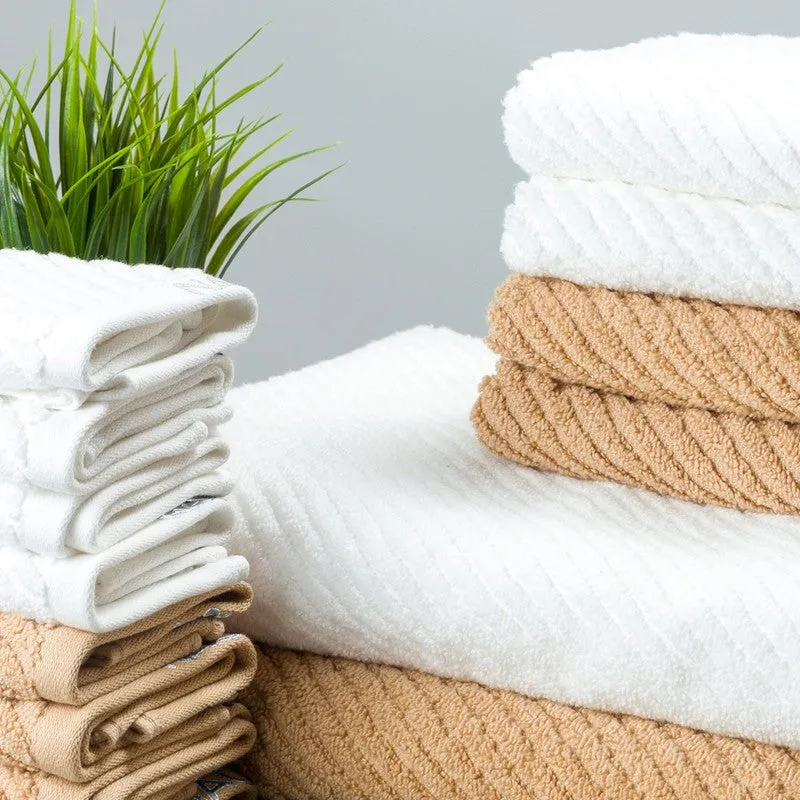 Nautica Riviera Soft Cotton Towel Set (White & Light Tan) - Fourteen Piece Set media 3