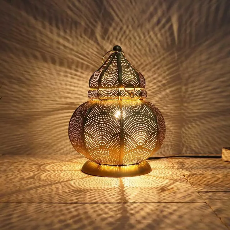 Antique Turkish Lantern Metal Table Lamp - Bronze media 1