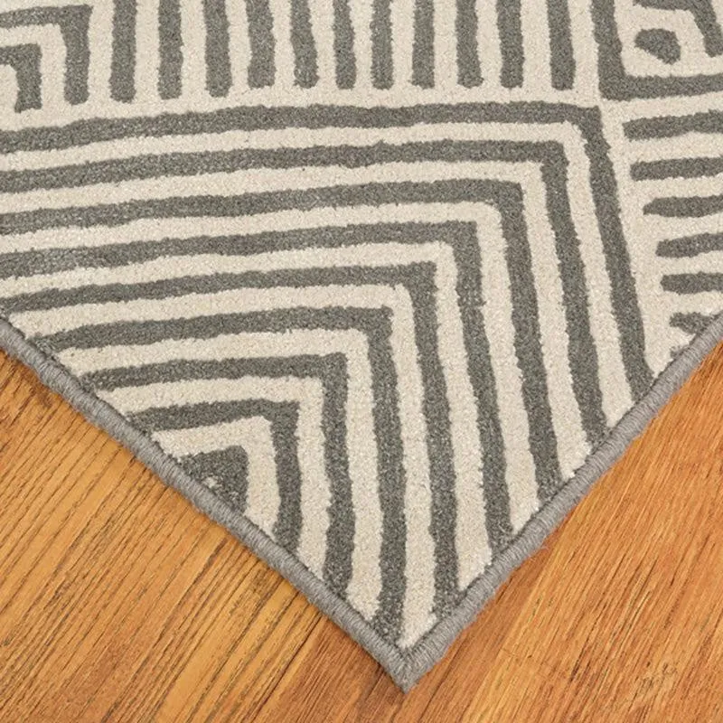 Medon Hand Tufted Geometric Wool & Nylon Carpet - Grey & Green media 4
