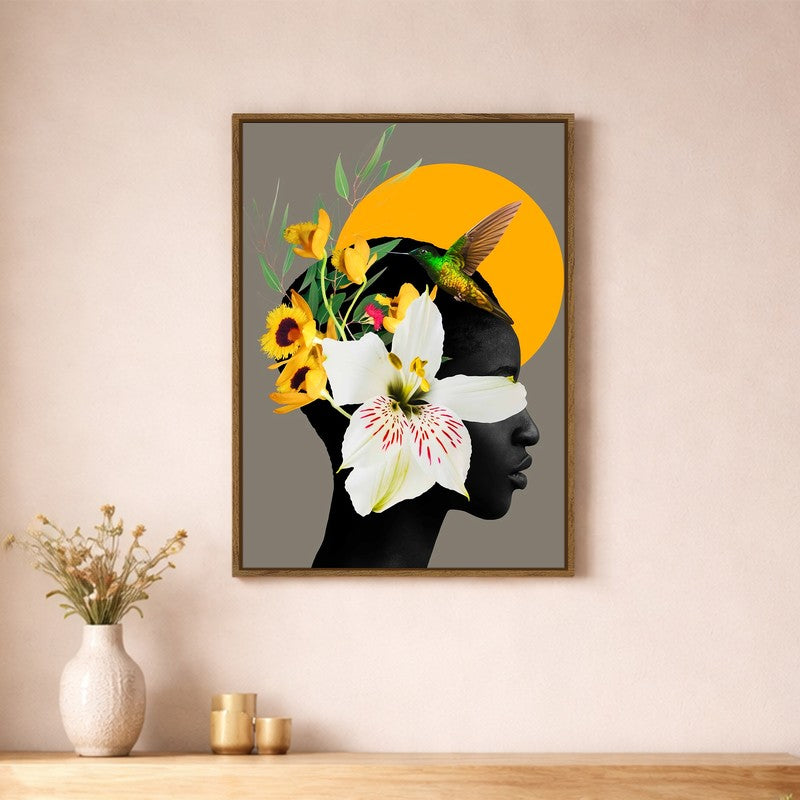 Bloom Silhouette Canvas Wall Art With Frame