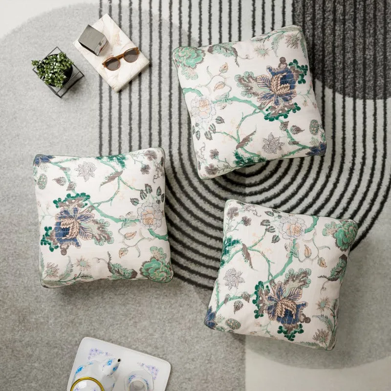 Petal Haven Cotton Cushion Covers - Set Of Three media 1
