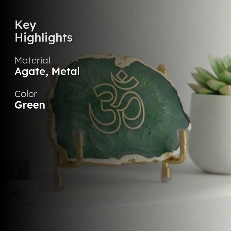 Om Handcrafted Agate Religious Accent - Green media 2