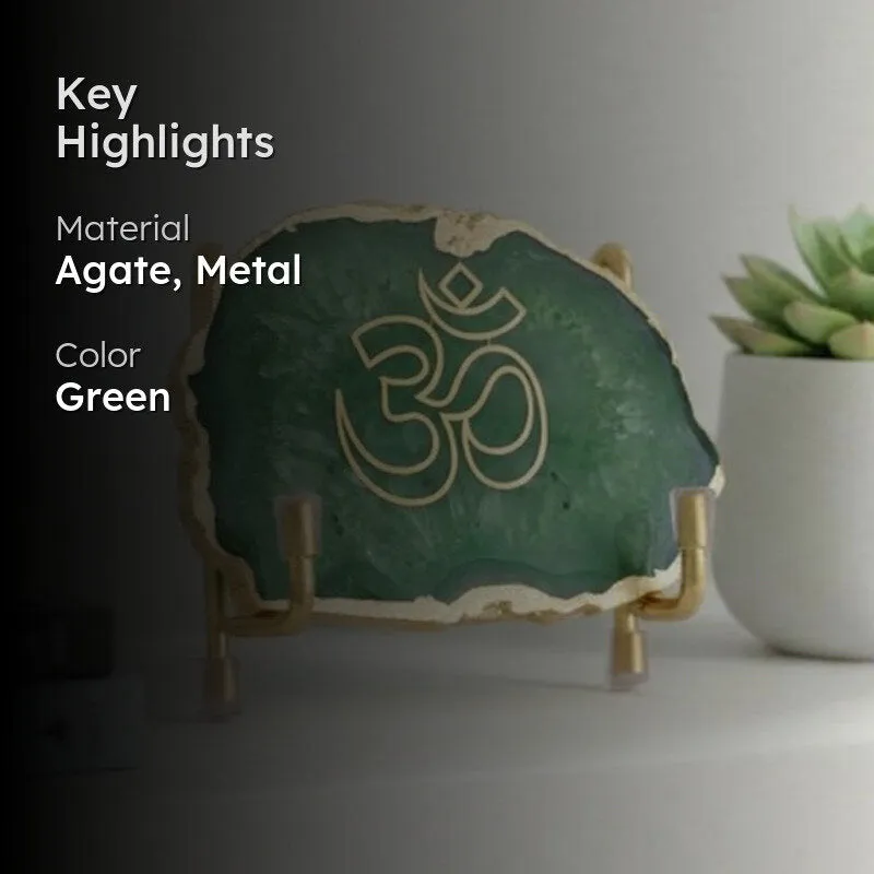 Om Handcrafted Agate Religious Accent - Green media 2