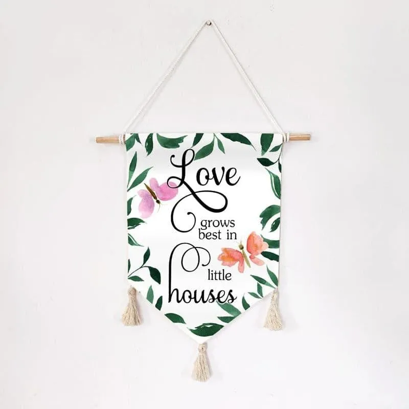 Multicolour wall hanging with botanical motif and tassels