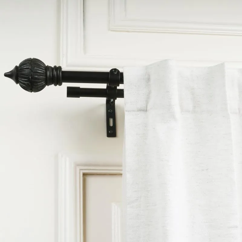 Chateau Etch Duo Extendable 1" Double Curtain Rods With Round Finial & Brackets media 1