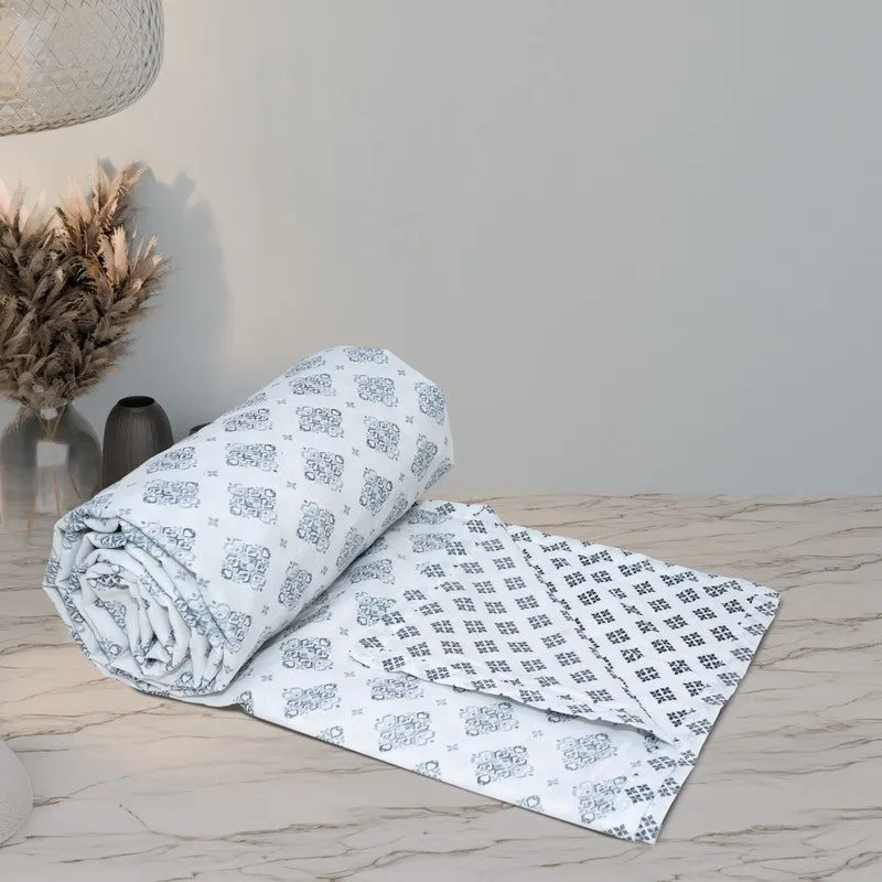 Florique Reversible Cotton Dohar (Blue,White) - 120 GSM media 8