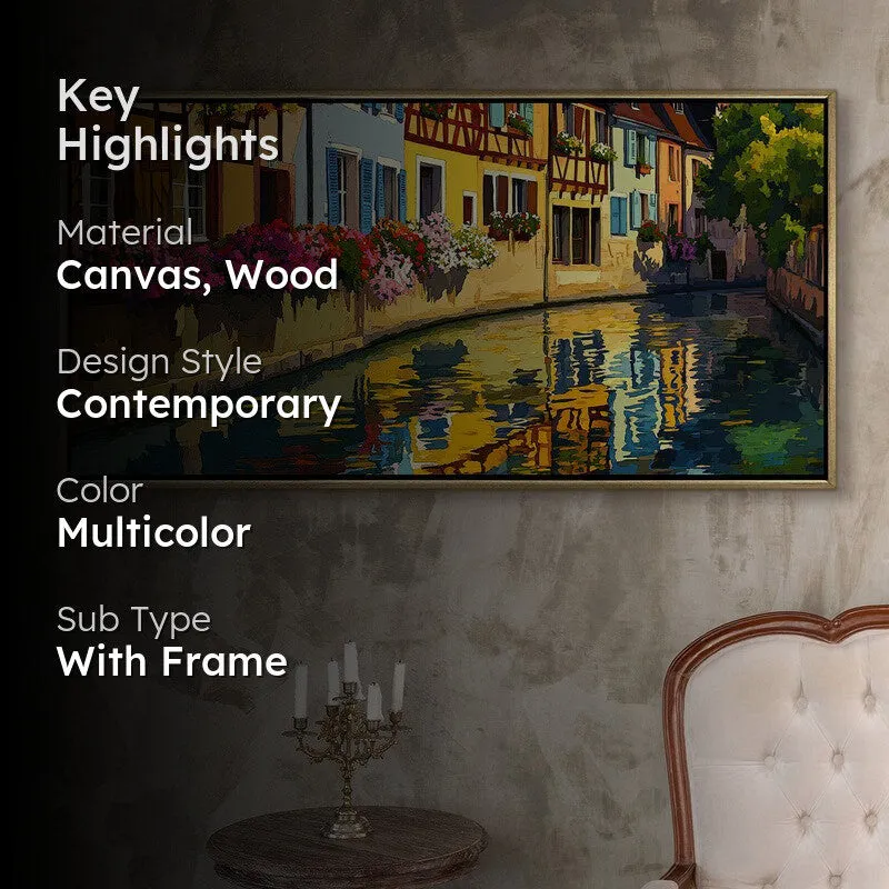 Aquarelle Canal Canvas Wall Painting With Frame media 2