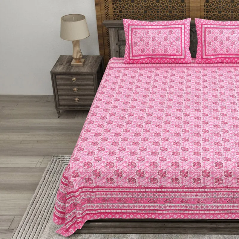Linera Cotton Bedsheet (Pink) - 240 TC media 3