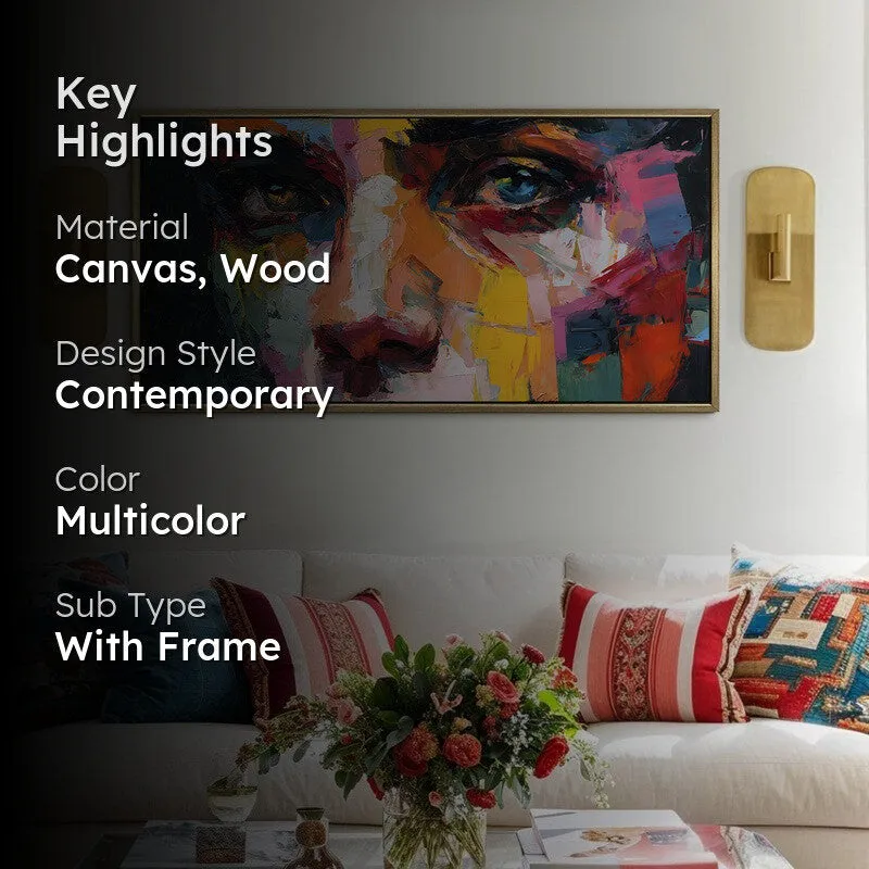 Piercing Gaze Canvas Wall Painting With Frame media 2