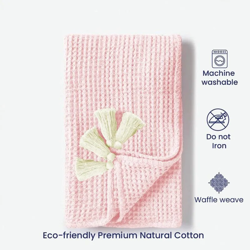 Urban Space Solid Textured Cotton Throw - Pink media 4