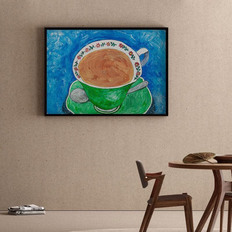 Mpume's Teacup Canvas Wall Painting - Black Frame