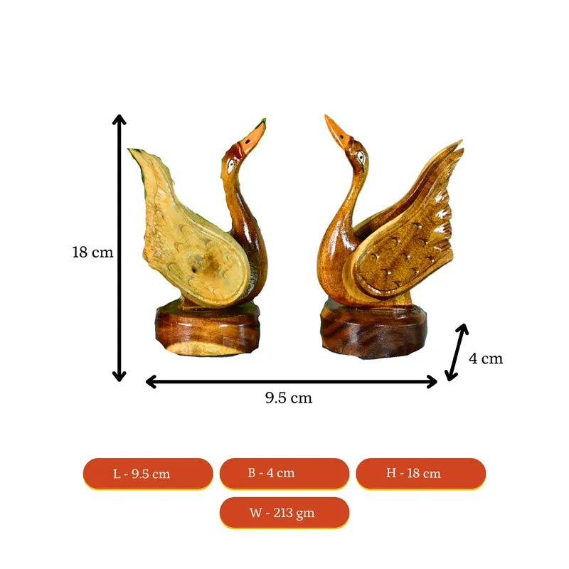 Swan Soiree Wood Showpiece - Set Of Two media 6