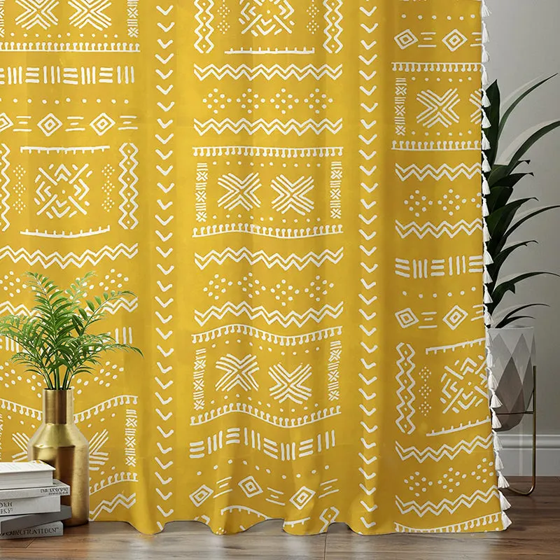 Urban Space Zahara Semi Sheer Curtain - Mustard Yellow media 1