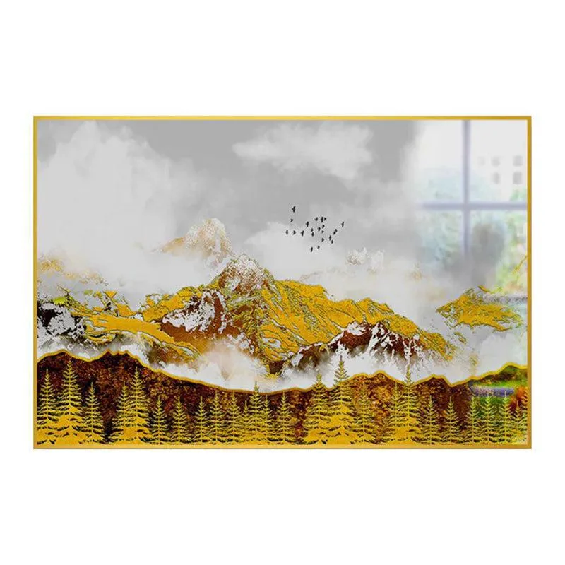 Sunlit Summits Canvas Wall Art With Frame - Gold media 3