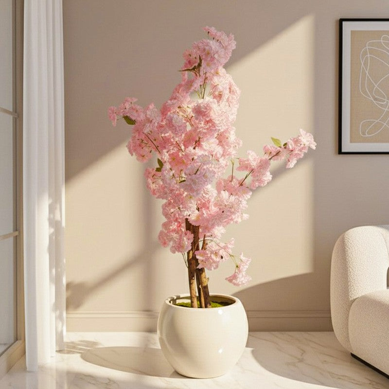 Sakura Cherry Blossom Artificial Plant With Black Plastic Pot