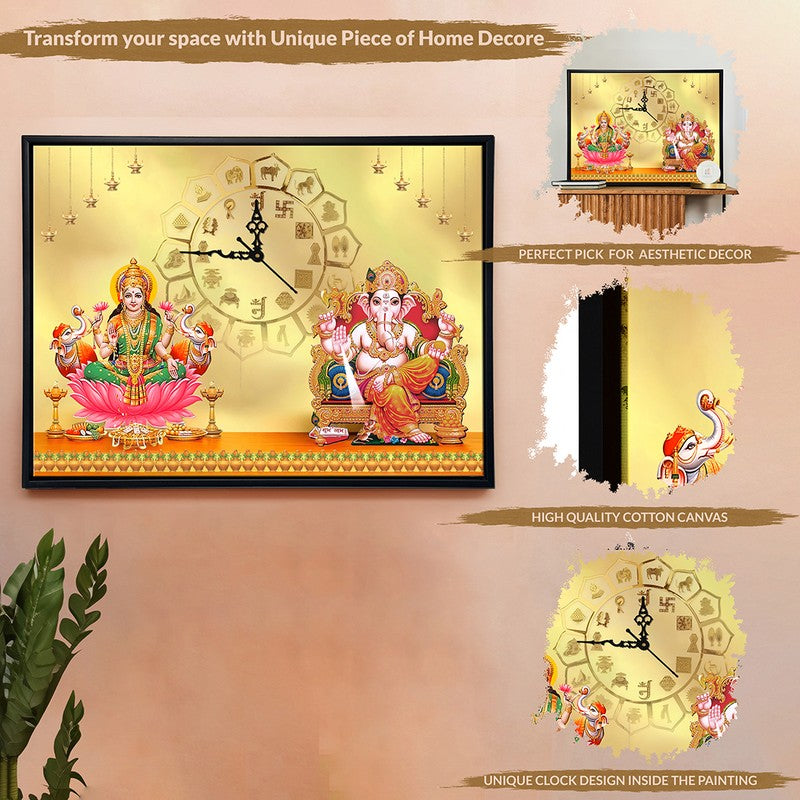 Lakshmi Ganesh Wall Art With Clock media 6