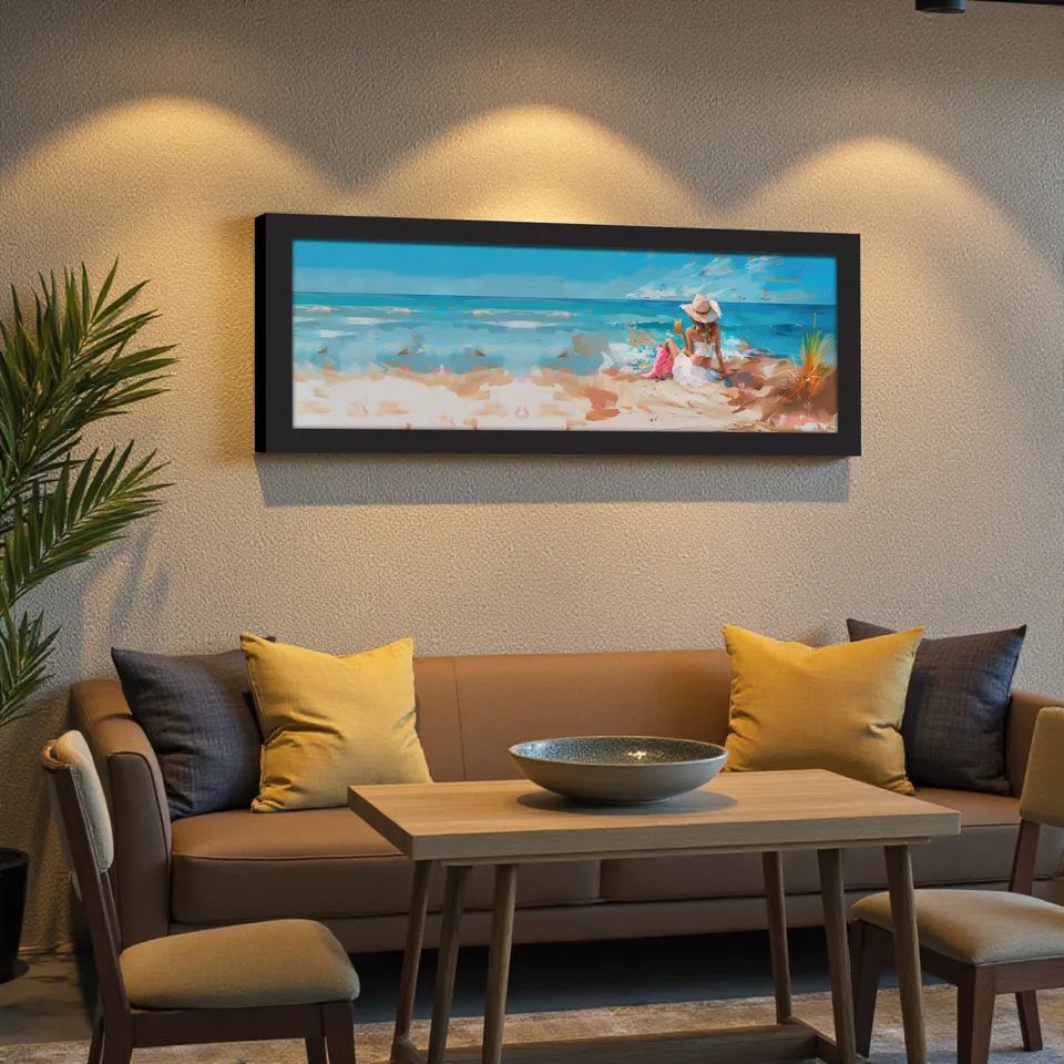 Solarae Summer Beach Wall Painting With Frame media 5