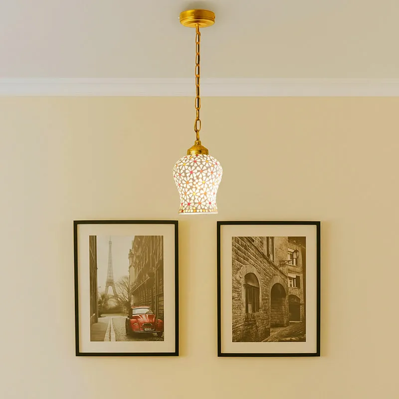 Mosaic Minimal Metal & Glass Ceiling Lamp media 3