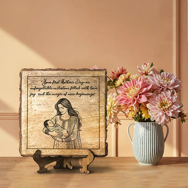 First Mother's Day Wood Showpiece - Square media 1