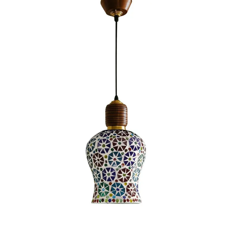 Mosaic Blues Pendant Wooden Ceiling Lamp media 4