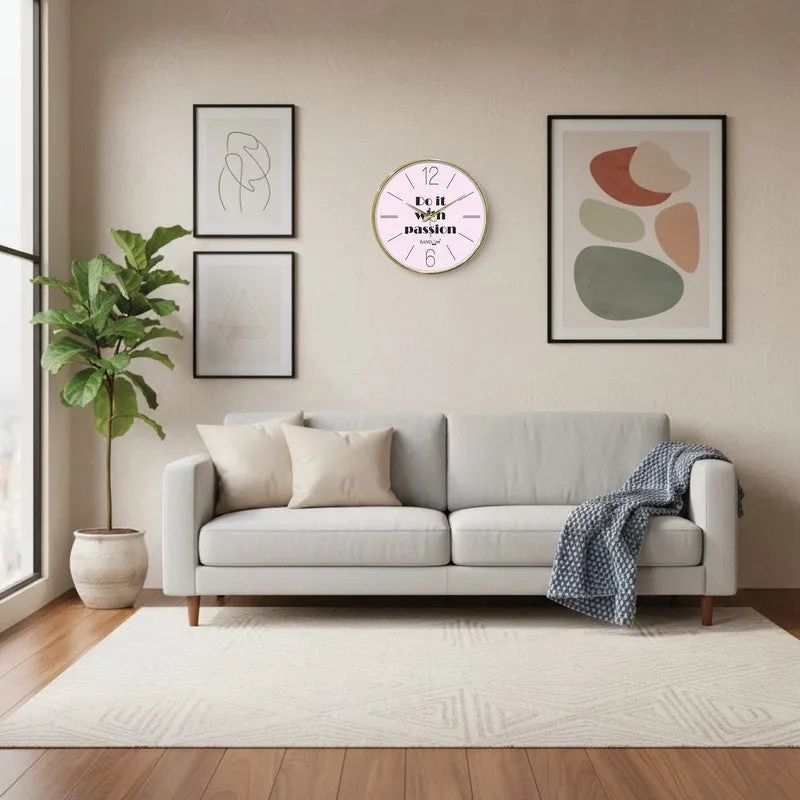 Do It With Passion Round Analog Wall Clock - Pink media 4