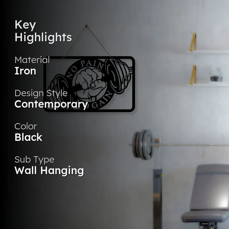 No Pain, No Gain Motivation Iron Wall Accent media 2