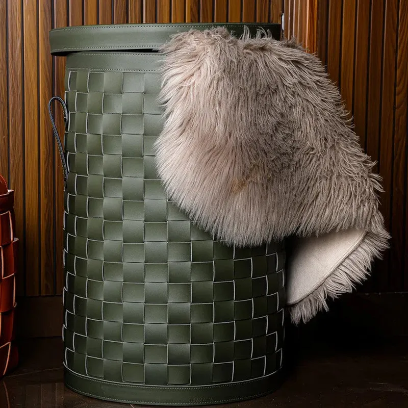 Aurelia Faux Leather Laundry Basket - Green media 4