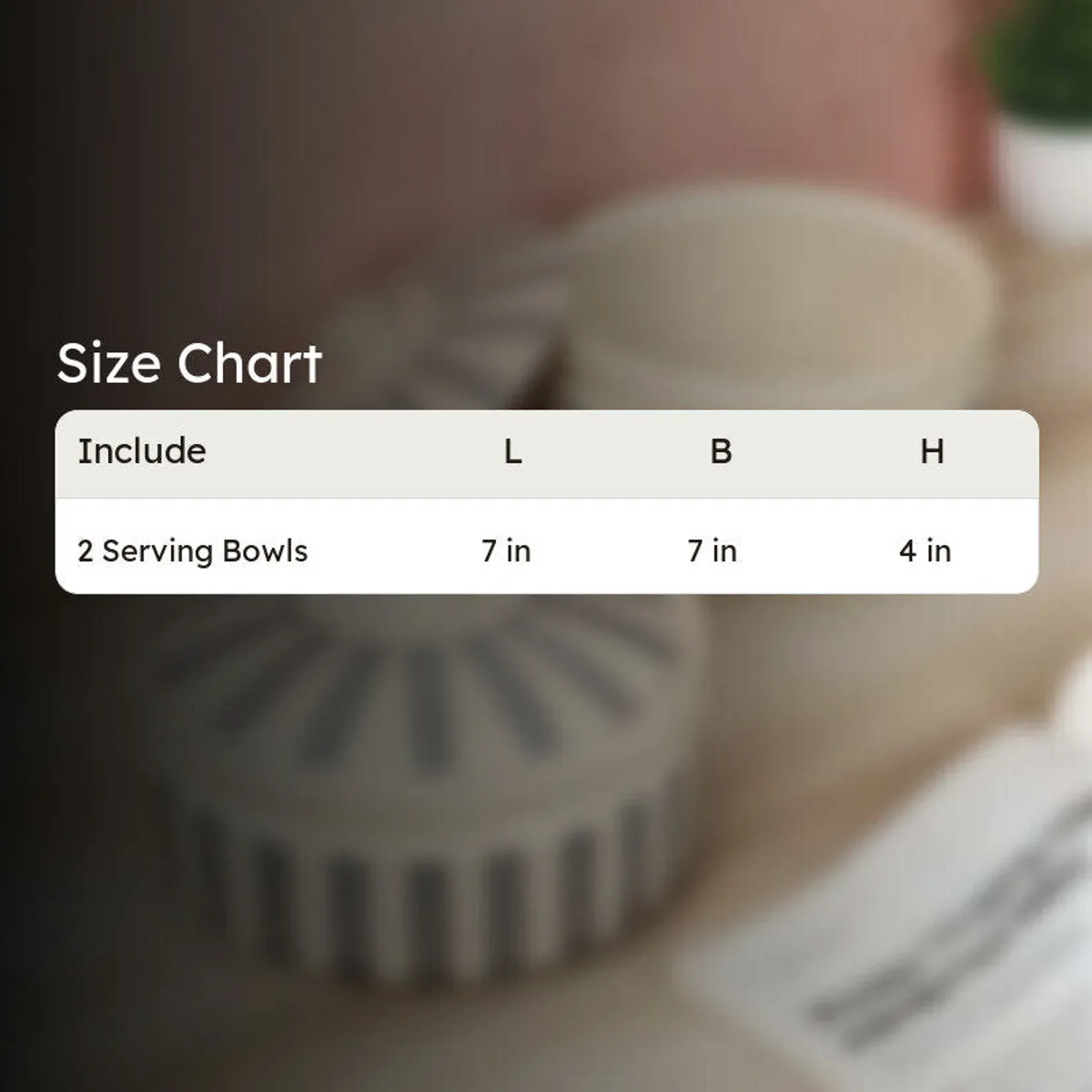 Grey and white serving bowl size chart showing two bowls and their dimensions