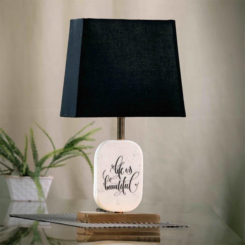 Life Light Printed Marble & Brass Base Fabric Table Lamp - Black,White media 3