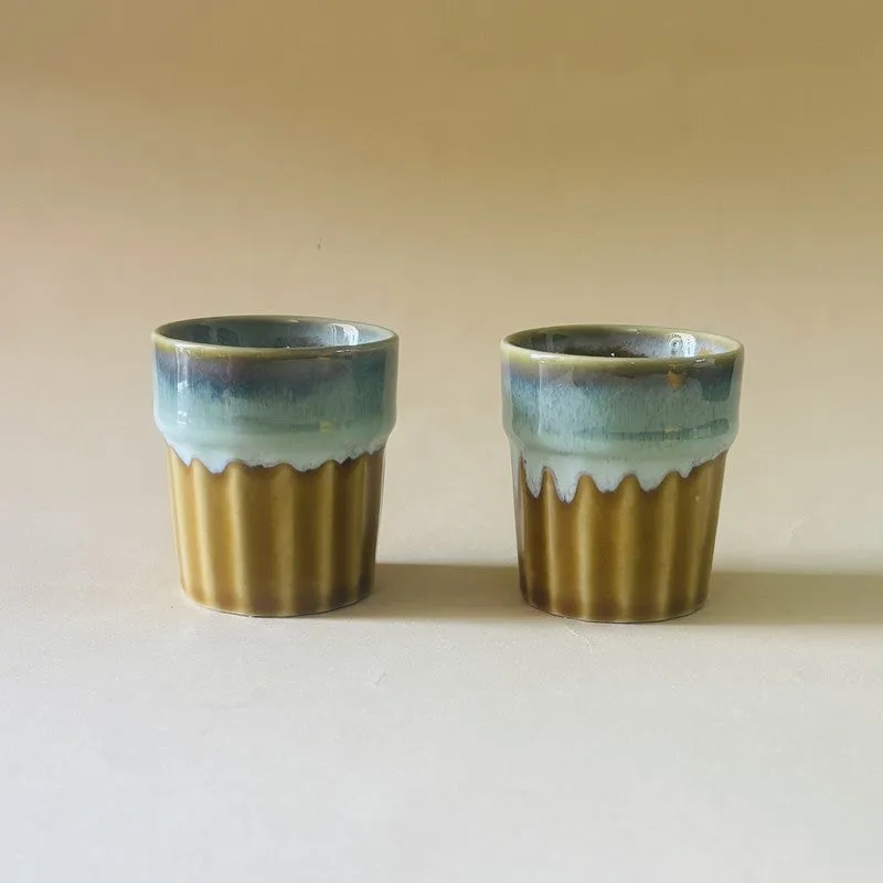 Handcrafted Ceramic Kulhads (Mustard/70 mL Each) - Set of Two media 3