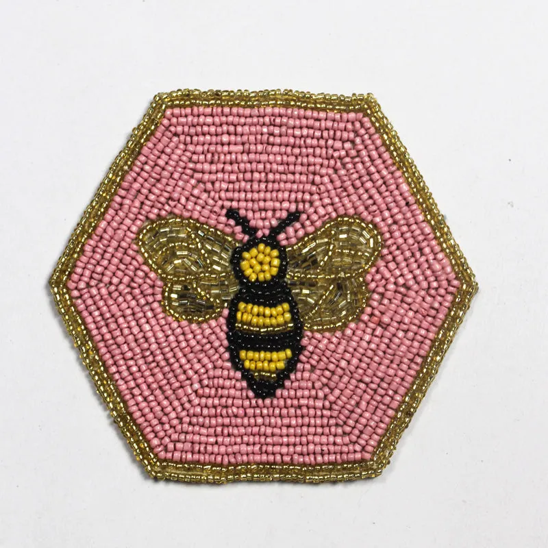 Bee Beaded Coaster (Pink) - Set Of Four media 4