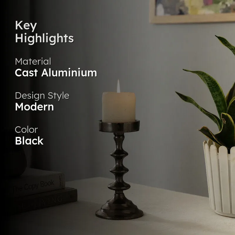 Elegant Pedestal Candle Holder - Black media 2