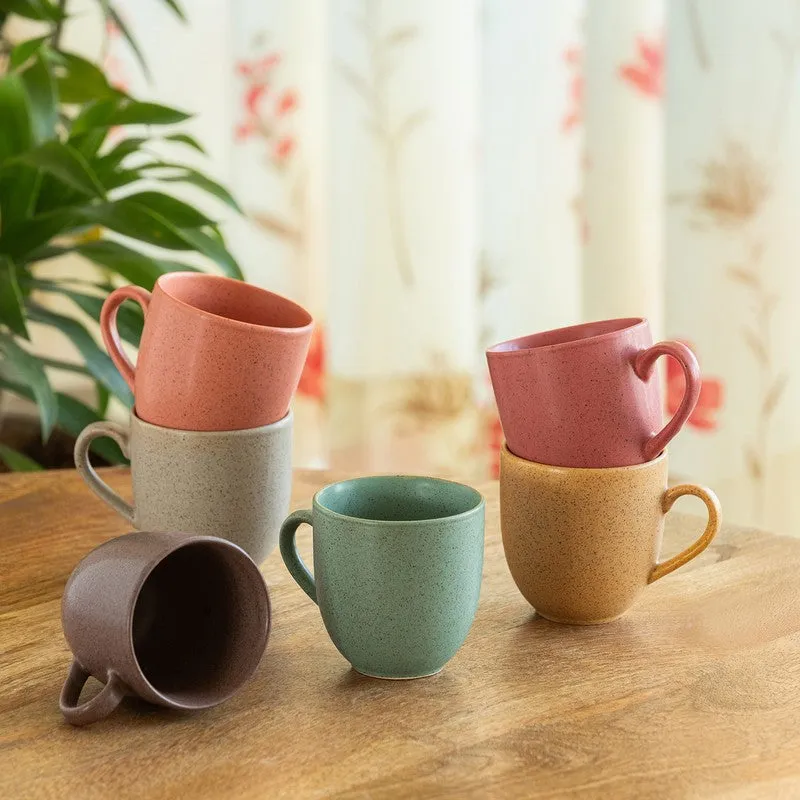 Colour Ceramic Tea Cup (200 mL Each) - Set Of Six media 1