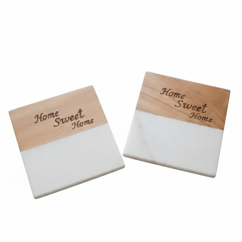 Walnut Engraved Marble Coasters - Set Of Two media 3
