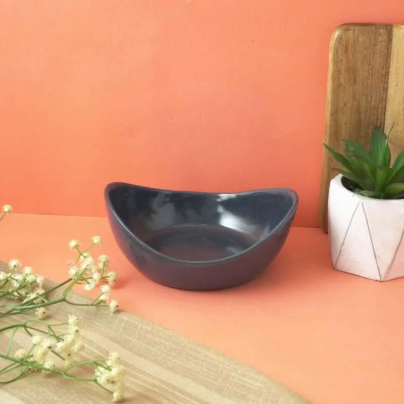 Earthy Blue Oval Serving Bowl media 3