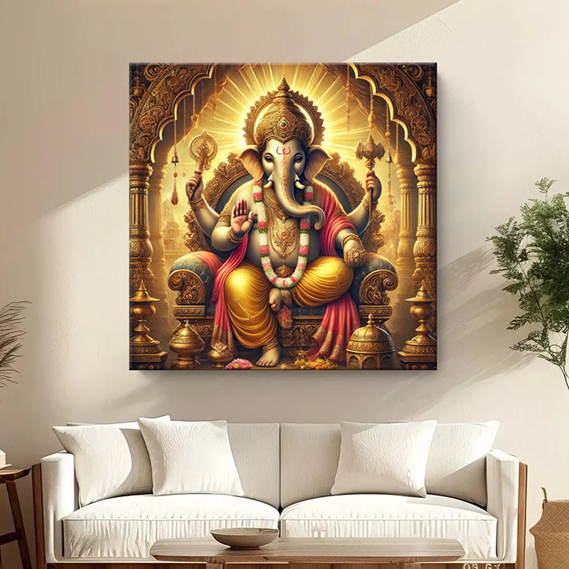 Raja Ganapathi Poly Canvas Wall Painting